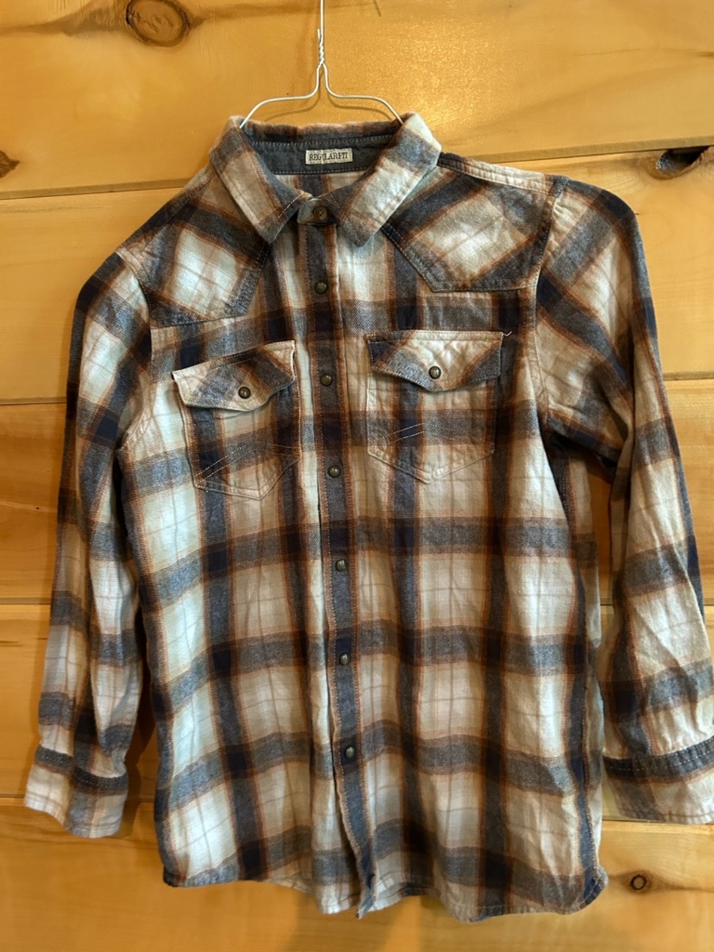 Cody James boys size Large snap button plaid Western Shirt